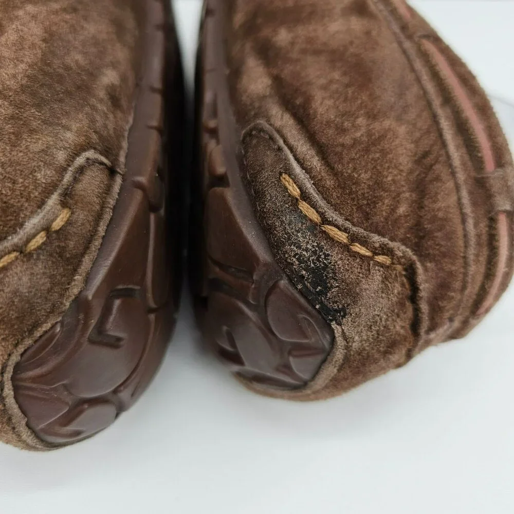 UGG Dakota Moccasin Slippers 7 Espresso Brown Leather Sheepskin Lined Cozy Warm - Picture 9 of 15